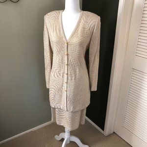 St. John Elegant Gold Dust 2-piece Knit Suit